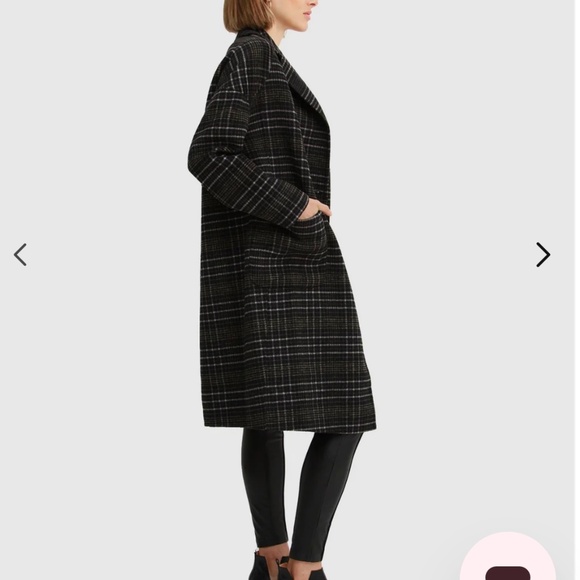 Belle&Bloom Publisher Double-Breasted Wool Blend Coat - Black Plaid size L - Picture 2 of 8
